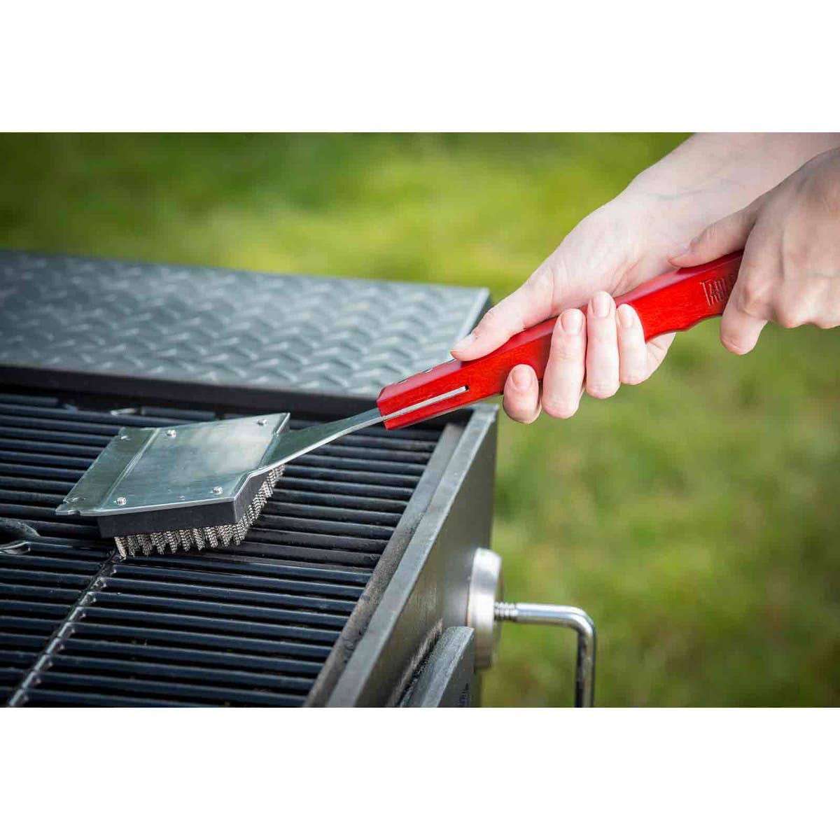 TableCraft - Heavy Duty Extra Wide Grill Brush, Wood Handle