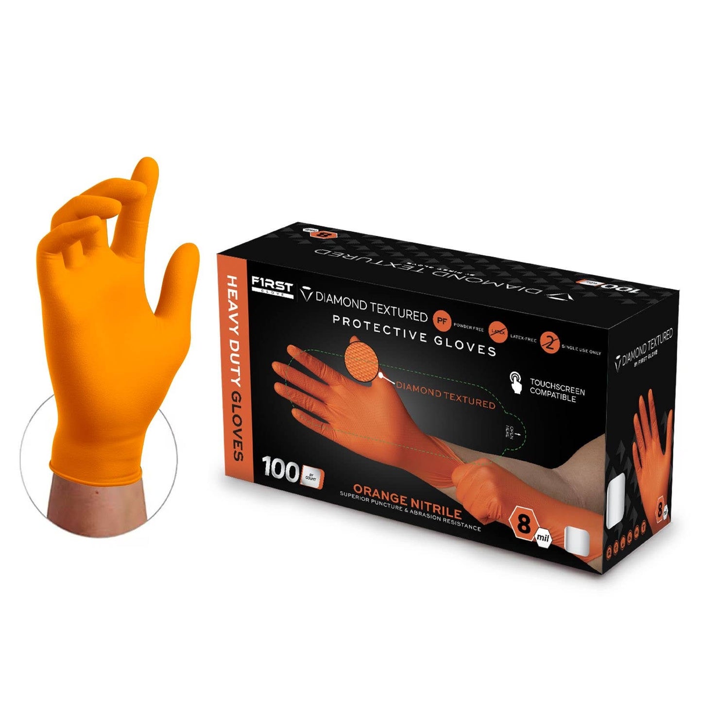 Nitrile Glove 8 Mil Orange