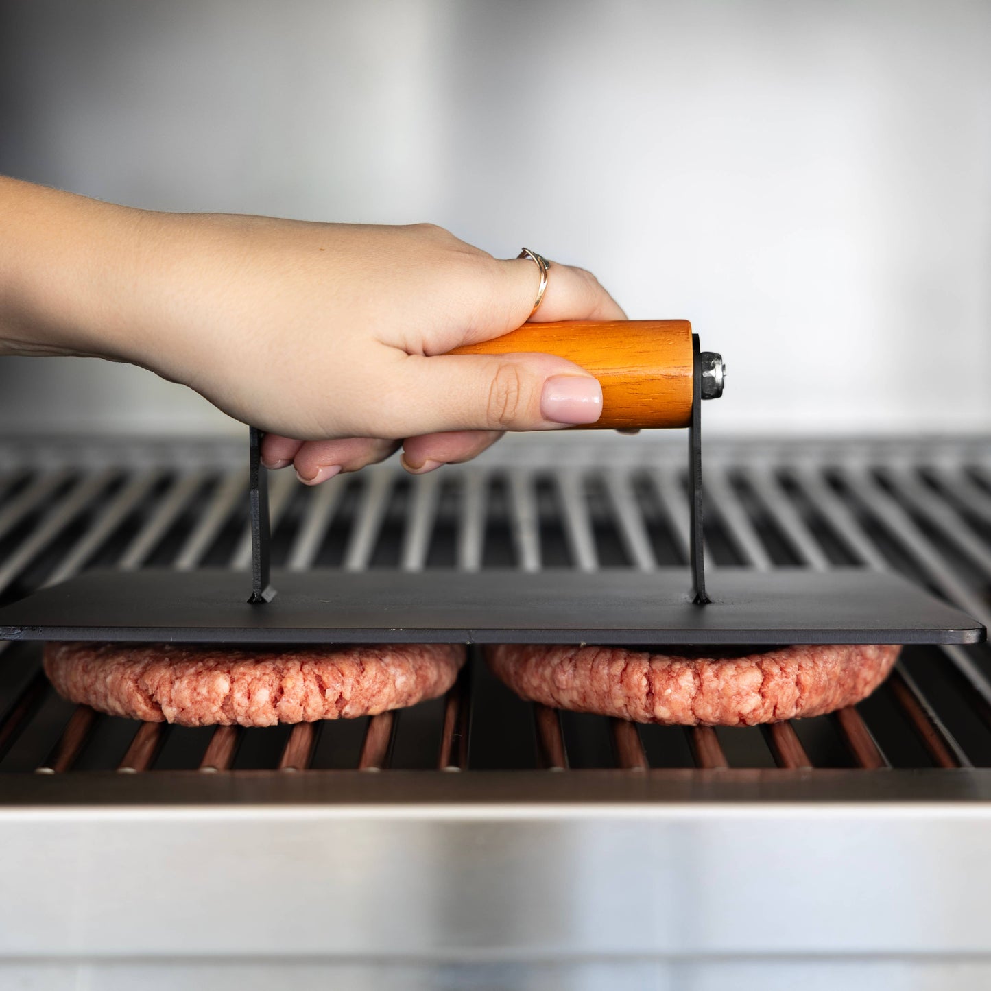 Fox Run Brands - Outset XL Grill Press, With Wood Handle, 8" x 10"