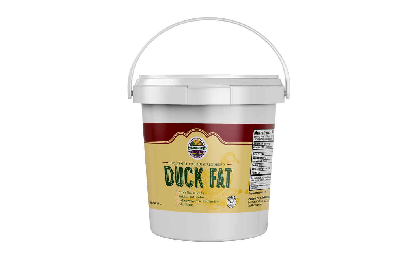 Cornhusker Kitchen Duck Fat Spray - 1.5 lb. Premium Kettle Rendered Duck Fat