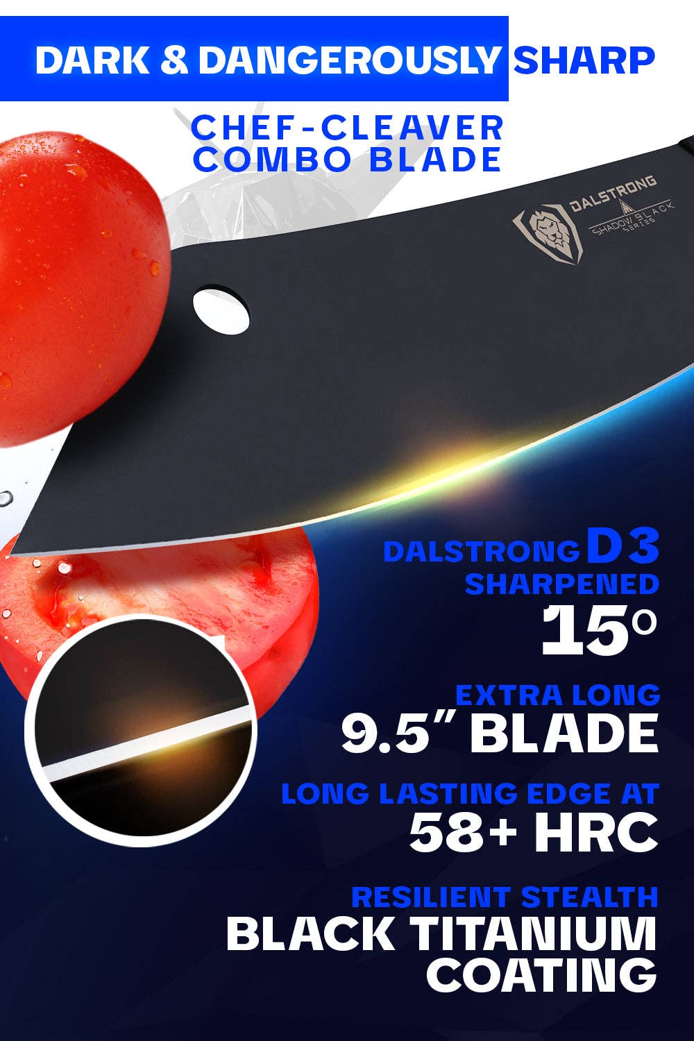 Dalstrong - Chef's Knife-Cleaver Hybrid 8" | Crixus | Shadow Black Series | NSF Certified | Dalstrong ©