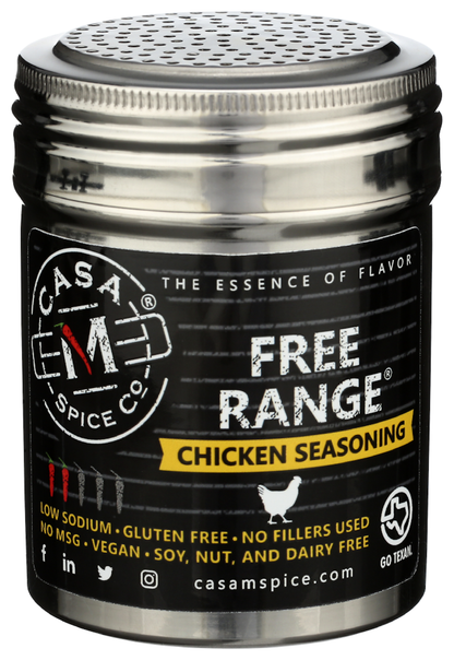 Casa M Spice Co LLC - Free Range® Chicken Seasoning - Stainless Steel Shaker