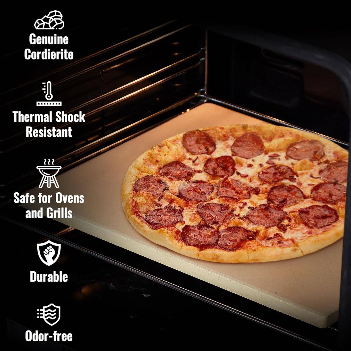 Zulay Kitchen - Large Pizza Stone for Oven and Grill