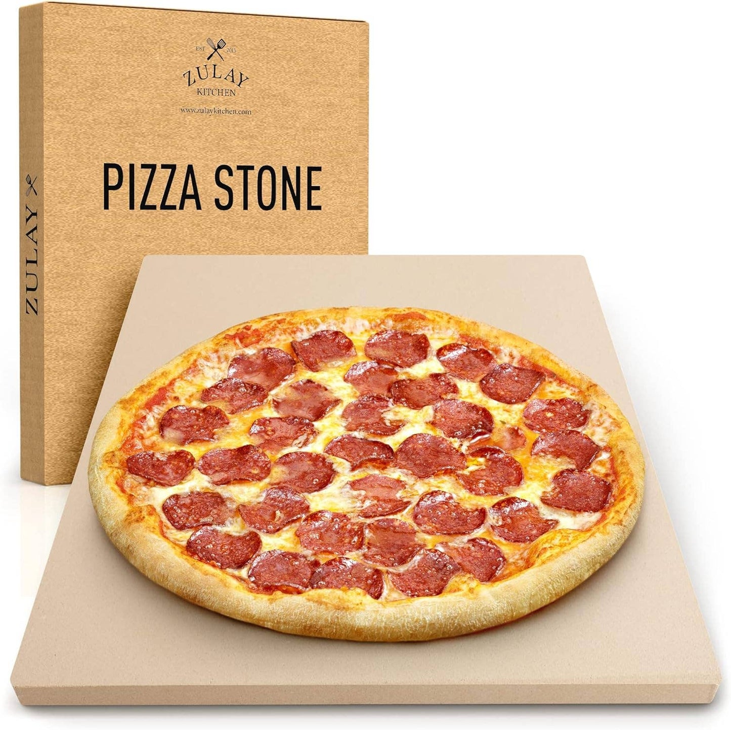 Zulay Kitchen - Large Pizza Stone for Oven and Grill