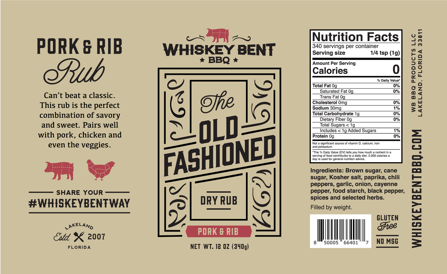 Whiskey Bent BBQ - The Old Fashioned - Pork and Rib Rub