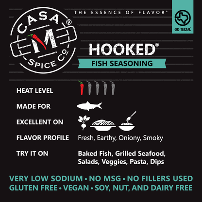 Casa M Spice Co LLC - Hooked® Fish Seasoning - Glass Clamp-top Jar