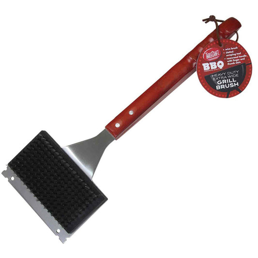 TableCraft - Heavy Duty Extra Wide Grill Brush, Wood Handle