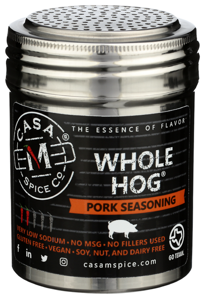 Casa M Spice Co LLC - Whole Hog® Pork Seasoning - Stainless Steel Shaker