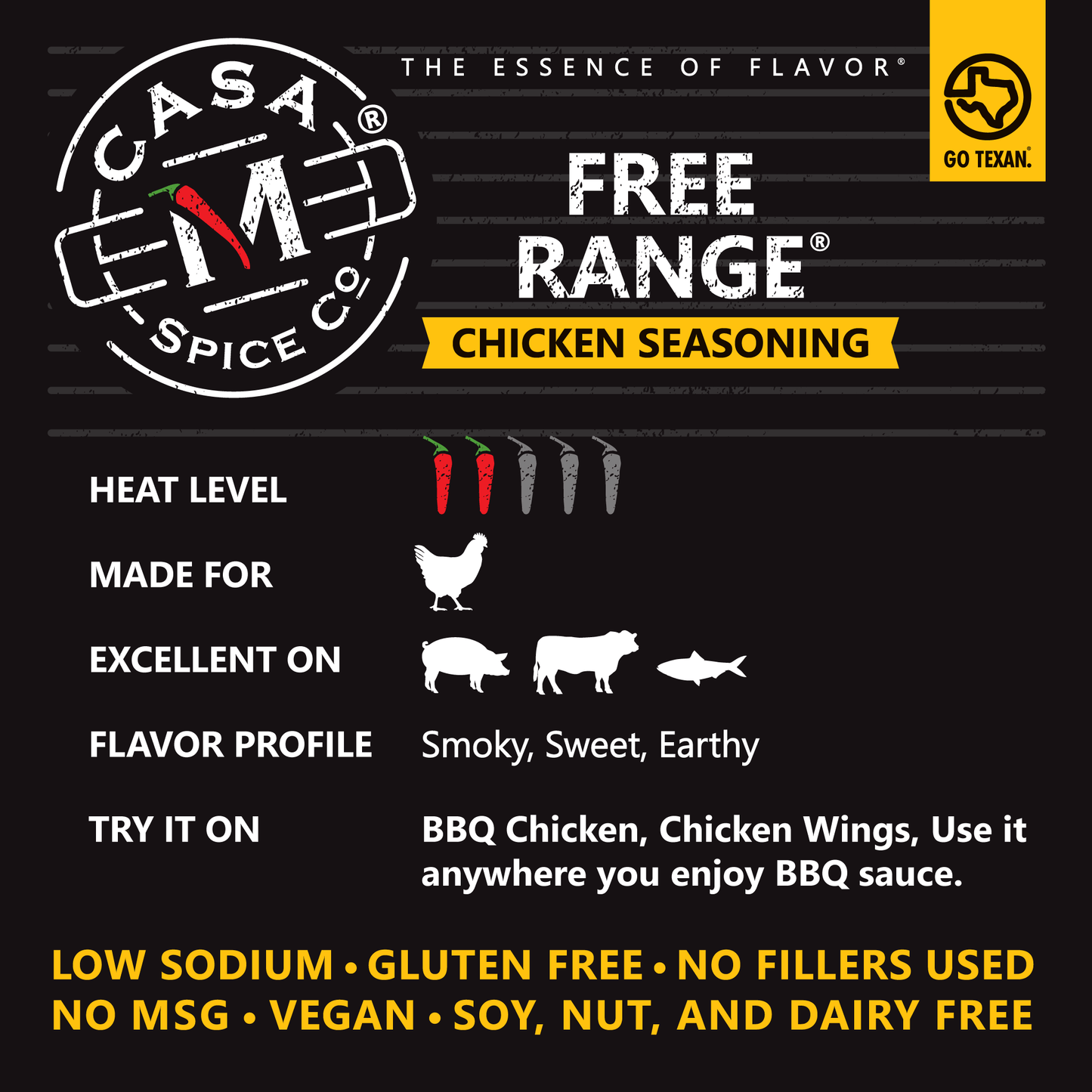 Casa M Spice Co LLC - Free Range® Chicken Seasoning - Stainless Steel Shaker