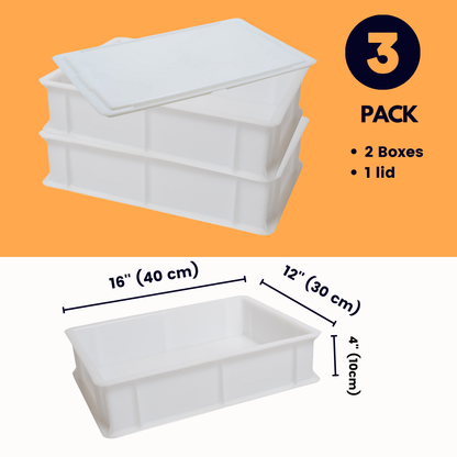 Wholesale Italian Food - Dough Proofing Box (2 Pack + 1 lid), White,