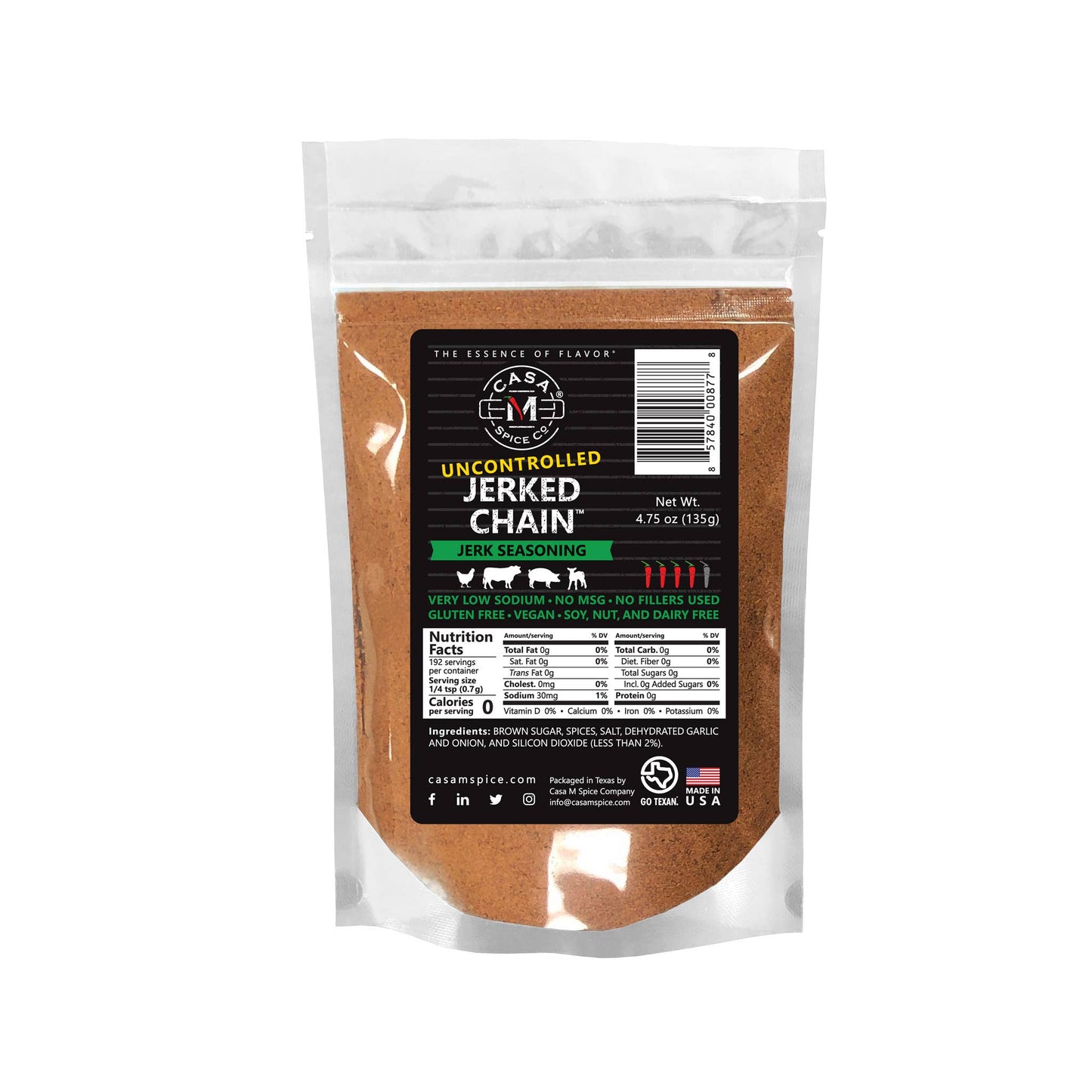 Casa M Spice Co LLC - Jerked Chain® Jerk Seasoning - Refill Bag