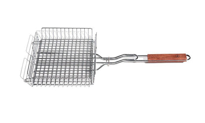 Fox Run Brands - Chrome Grill Basket with Rosewood Handle