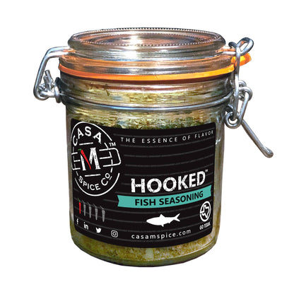 Casa M Spice Co LLC - Hooked® Fish Seasoning - Glass Clamp-top Jar