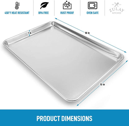 Zulay Kitchen - Aluminum Baking Pan - Half Sheet (13" x 18")