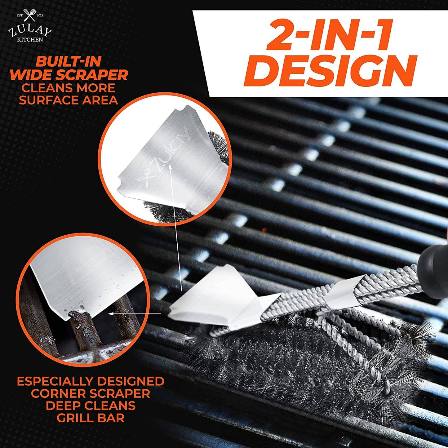 Zulay Kitchen - Grill Brush and Grill Scraper