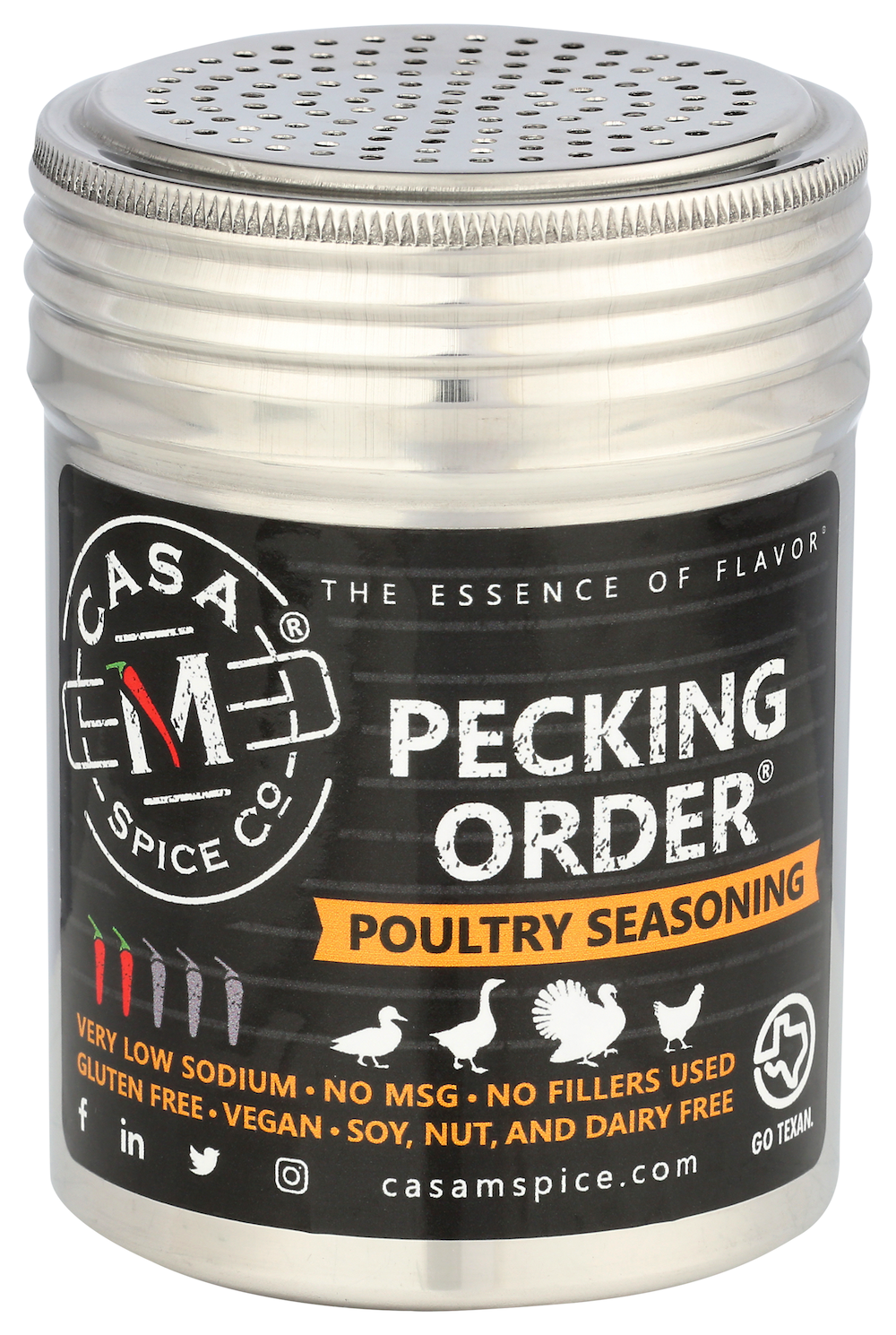 Casa M Spice Co LLC - Pecking Order Poultry Seasoning - Stainless Steel Shaker