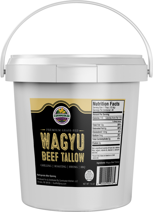 Cornhusker Kitchen Duck Fat Spray - 1.5 lb Tub Kettle Rendered Wagyu Beef Tallow